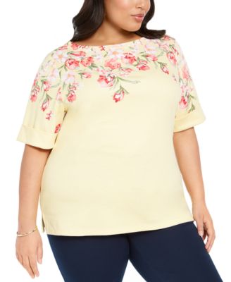 Karen Scott - Plus Size Floral-Print Top