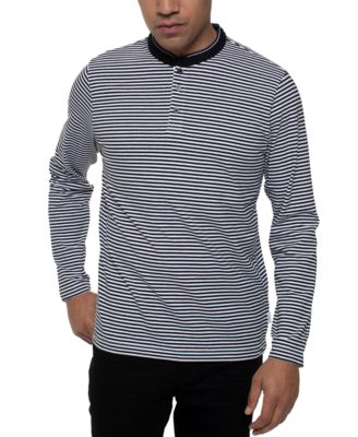 Kenneth Cole - Men's Stretch Striped Long Sleeve Henley T-Shirt