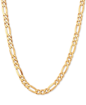 Shop Macy's Figaro Link 22" Chain Necklace In 18k Gold-plated Sterling Silver Or Sterling Silver In Gold Over Silver