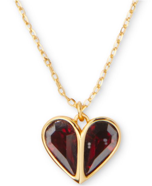 kate spade new york Crystal Heart Pendant Necklace, 17" + 3" extender
