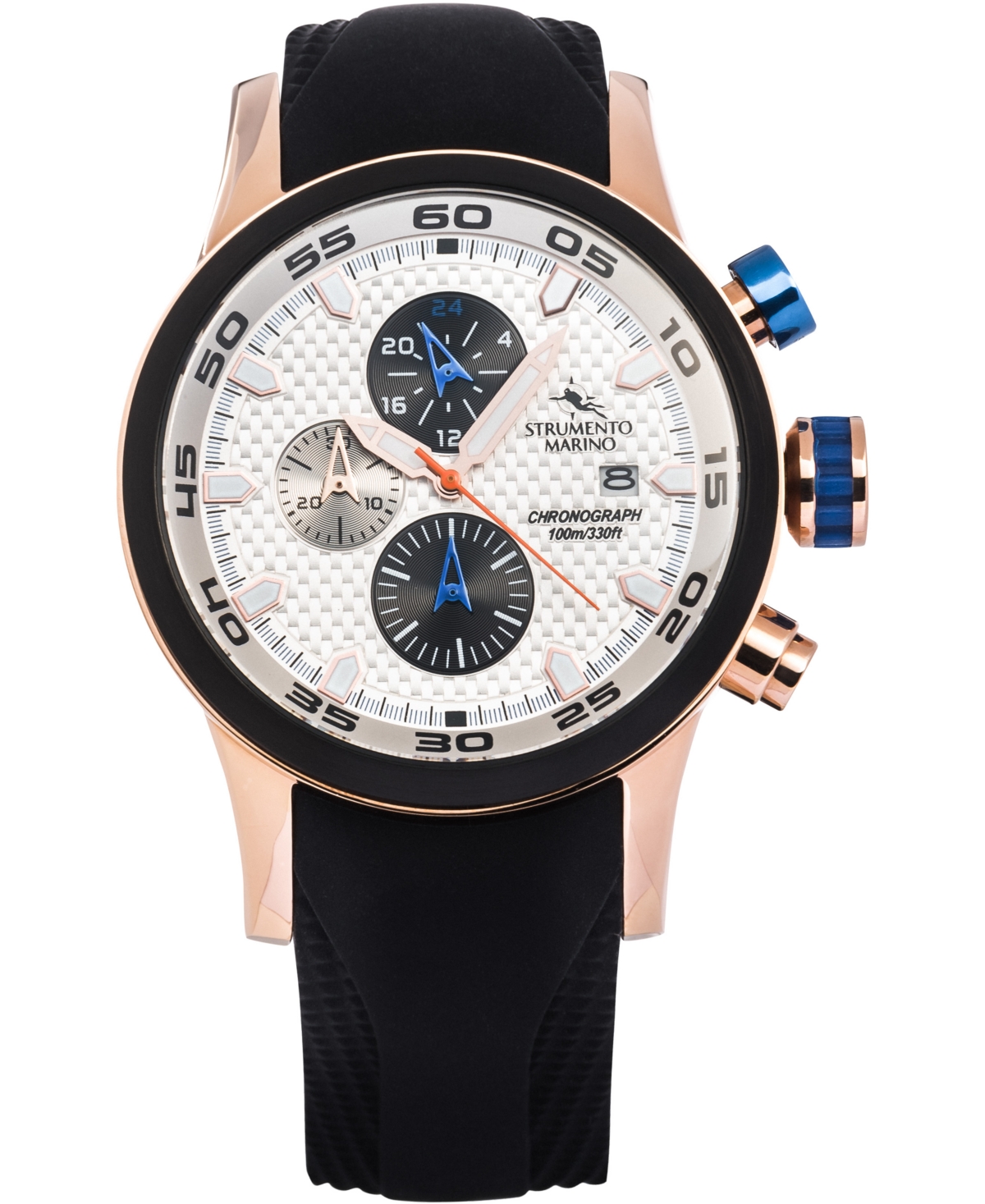 Strumento Marino Men's Speedboat Black Silicone Performance Timepiece Watch 46mm