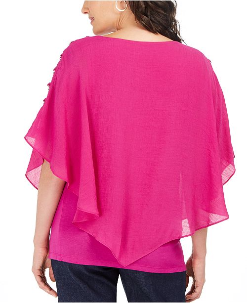 JM Collection Gauze Cape Gauze Top, In Regular and Petite, Created for