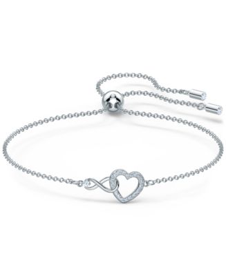 Swarovski Silver-Tone Crystal Heart & Infinity Symbol Slider Bracelet ...