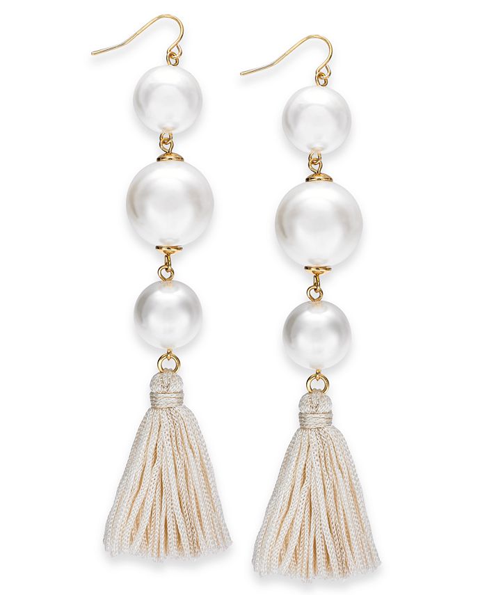 Korean Fashion Imitation Pearl Tassel Drop Earrings For Women Original Design Luxury Elegant Flower Pendant Girl Wedding Jewelry