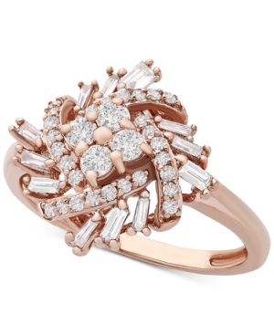 image of Diamond Baguette Cluster Statement Ring (1/2 ct. t.w.) in 10k Rose Gold