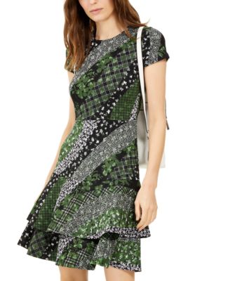 michael kors printed ruffle dress