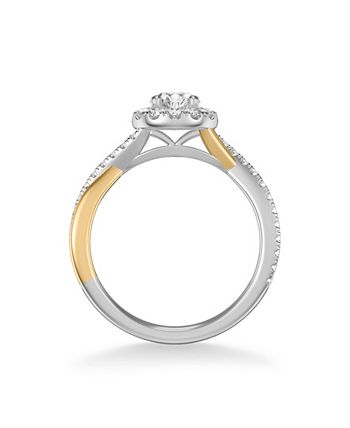 Macy's - Diamond Halo Bridal Set (1 ct. t.w.) in 14k White & Yellow Gold or White & Rose Gold