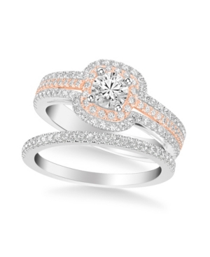 Diamond Princess Bridal Set (1 ct tw) in 14k Two Tone White & Rose or White & Yellow Gold