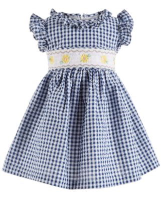Bonnie Baby Baby Girls Gingham Seersucker Dress - Macy's