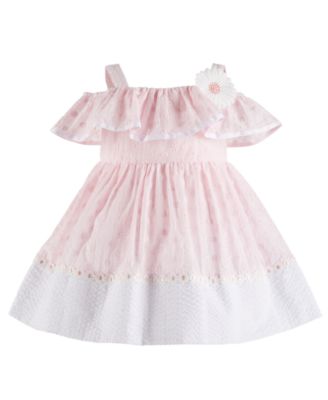 Bonnie Baby - Baby Girls Cold Shoulder Eyelet Dress