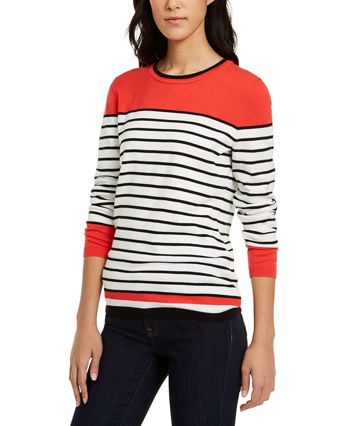 Tommy Hilfiger Lucy Cotton Striped Colorblocked Sweater - Macy's