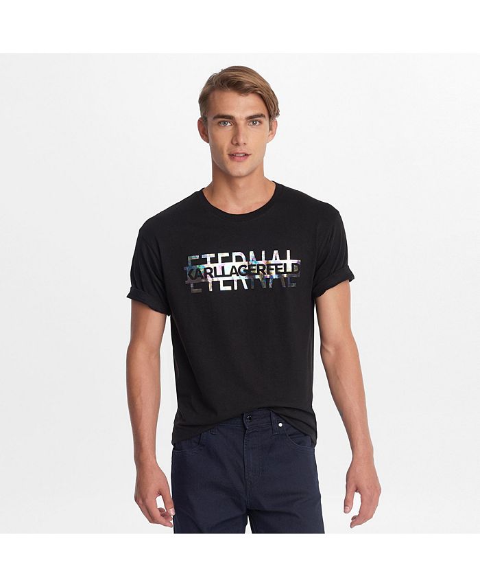 Karl Lagerfeld Paris Men's Crew Neck T-Shirt With Oil Slick 