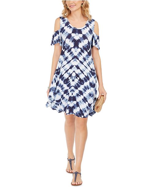 Style Co Tie Dye Cold Shoulder Swing Dress Created For Macy S