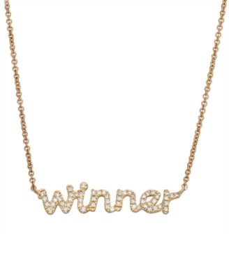 WIN JEWELRY 14K Authentic Gold Old English Pendant Necklace (20, V) 14k Solid Gold Necklaces | Astrid \u0026 Miyu