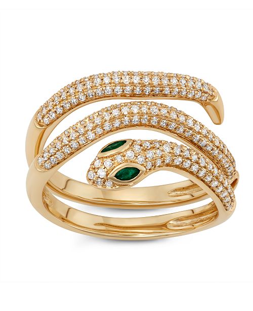 Serena Williams Jewelry Diamond 5 8 Ct T W Emerald 1 5 Ct T W Serpent Ring In 14k Yellow Gold Reviews Rings Jewelry Watches Macy S