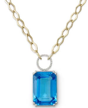 image of Blue Topaz (70 ct. t.w.) and Diamond (1/4 ct. t.w.) Statement Necklace in 14k Gold