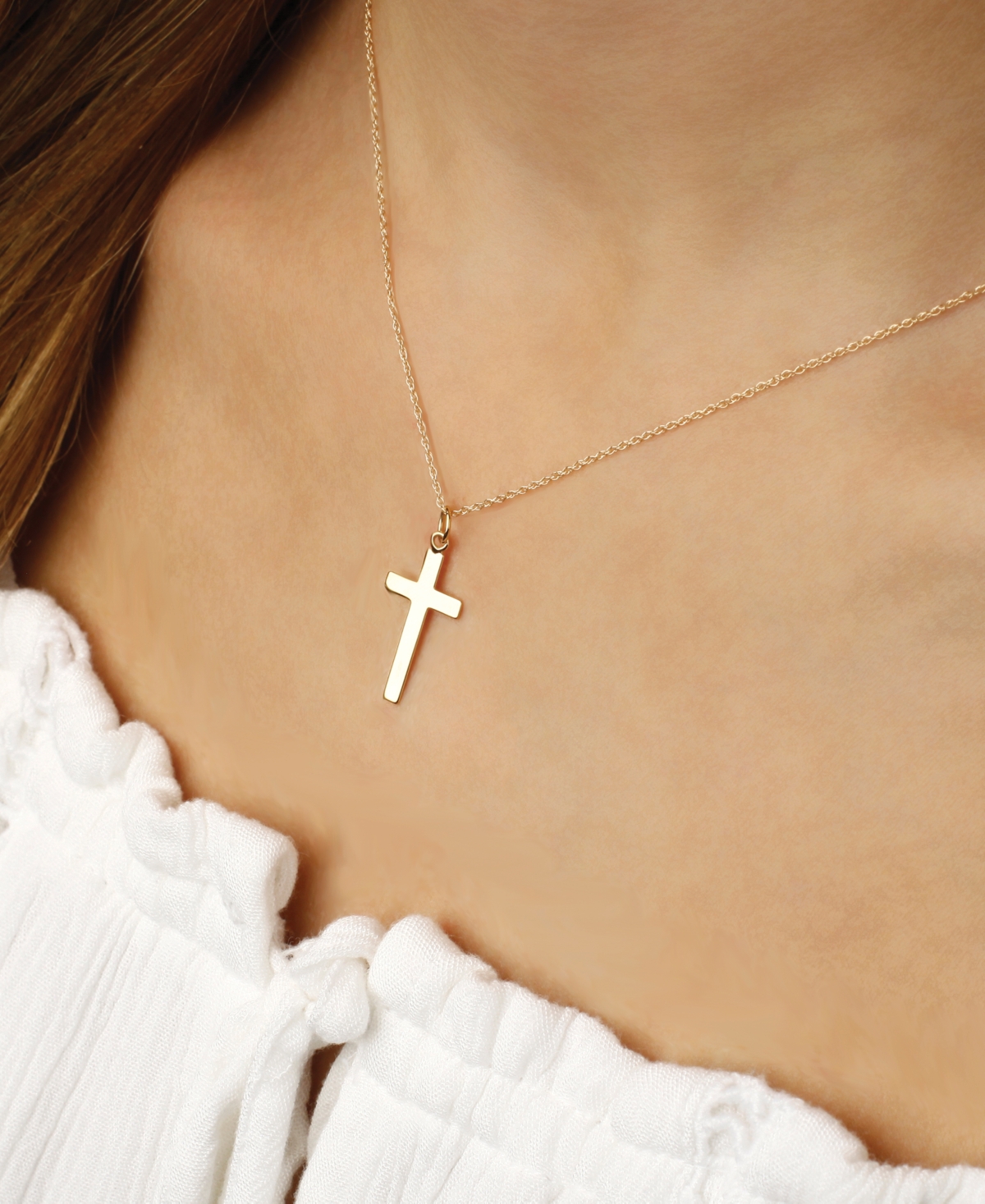 Macy's Flat Cross Necklace Set In 14k Gold In Gold