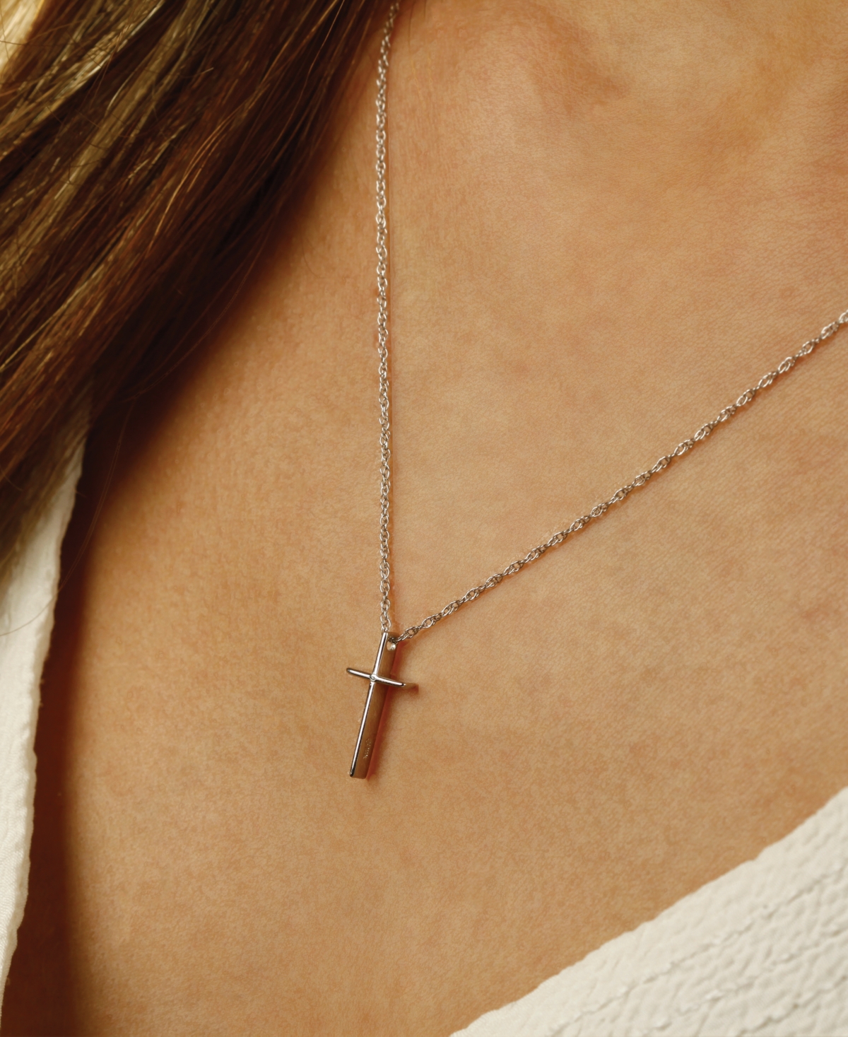Solid Cross Necklace Set in 14k Yellow, White or Rose Gold