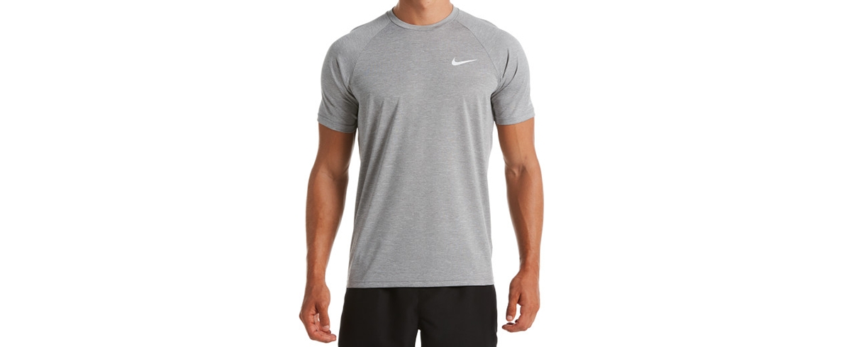 NIKE MEN'S HYDROGUARD DRI-FIT STRETCH UPF 40+ HEATHER RASH GUARD