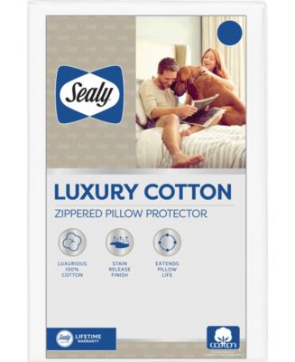Sealy Luxury Cotton Zippered Pillow Protector, King - Macy's