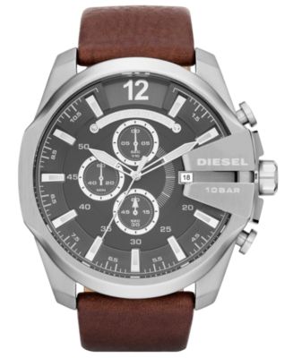 Diesel Mega Chief Chronograph Brown Leather Men s Watch DZ4290