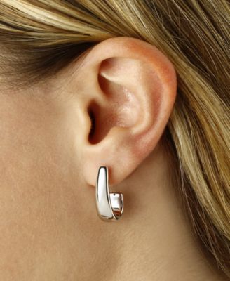 Macy's J-Hoop Earrings Set In 14k White Gold - Macy's