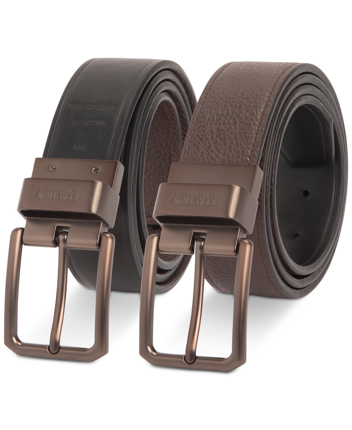 Kenneth Cole Reaction Men's Reversible Pebble Grain Belt In Brown,black