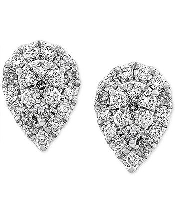 Forever Grown Diamonds - Lab-Created Pear Cluster Stud Earrings (3/8 ct. t.w.) in Sterling Silver