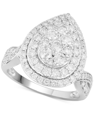 image of Diamond Teardrop Cluster Ring (2 ct. t.w.) in 14k White Gold