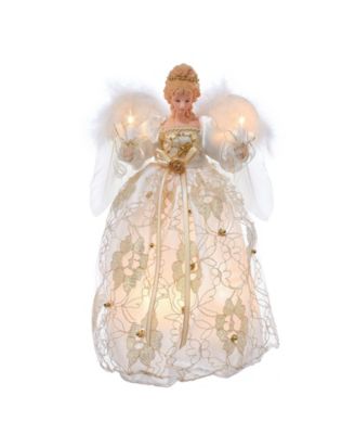 Kurt Adler - UL 10-Light 12-Inch Ivory and Gold Angel Treetop