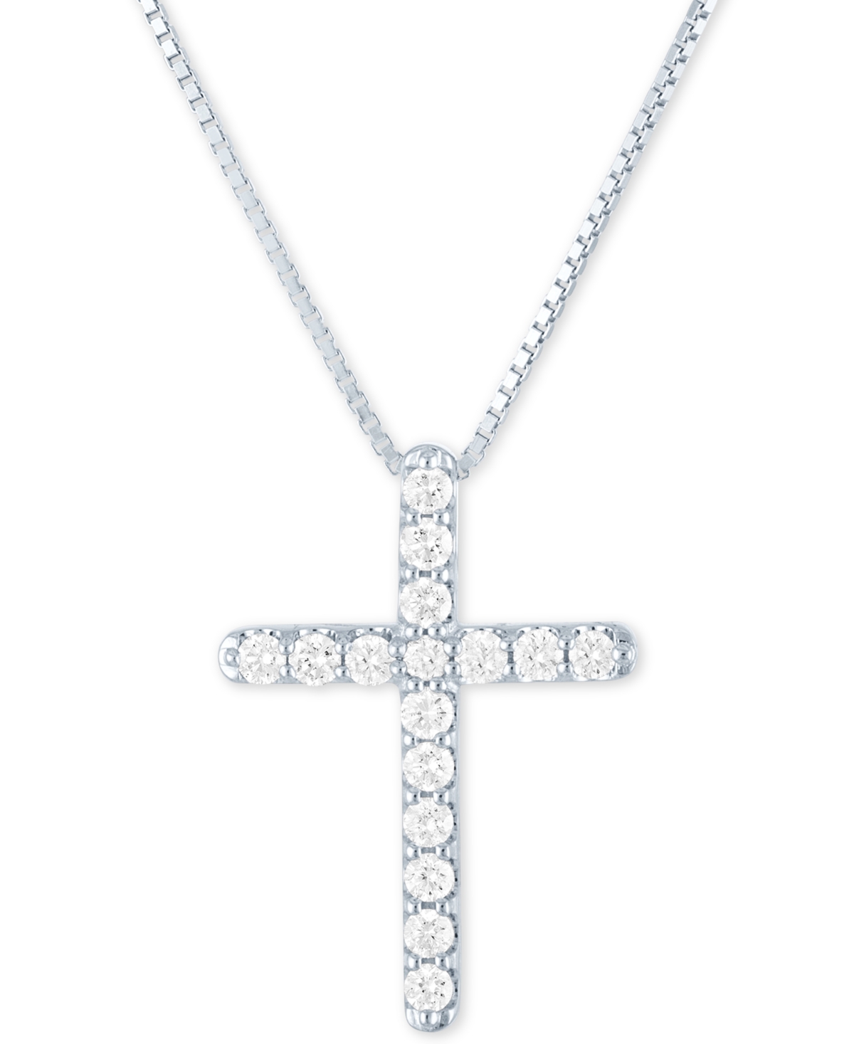Lab-Created Diamond Cross 18" Pendant Necklace (1/2 ct. t.w.) in Sterling Silver, 14k Gold-Plated Sterling Silver or 14k Rose G