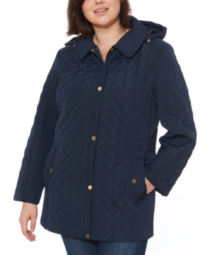 Jones New York Plus Size Water-Resistant Quilted Hooded Jacket