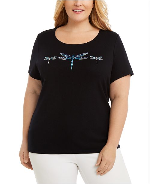 Karen Scott Plus Size Cotton Dragonfly T Shirt Created For Macy S
