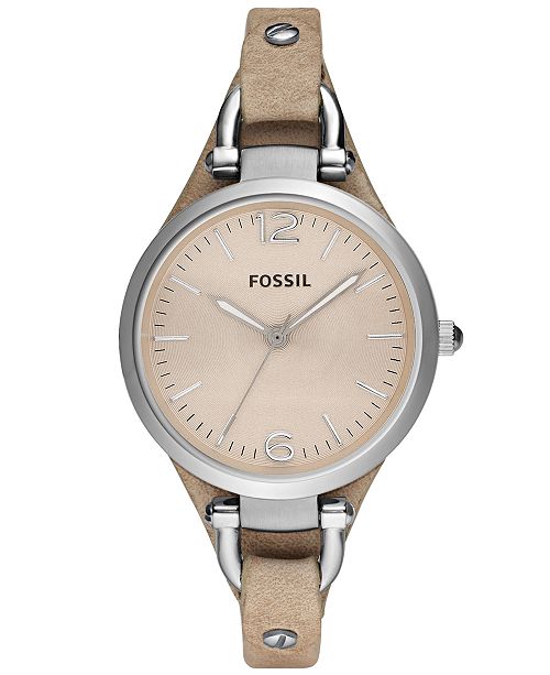 Fossil Women S Georgia Sand Leather Strap Watch 32mm Es2830