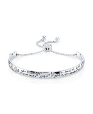 Unwritten - "Super Mom" Silver Plated Adjustable Bolo Bracelet