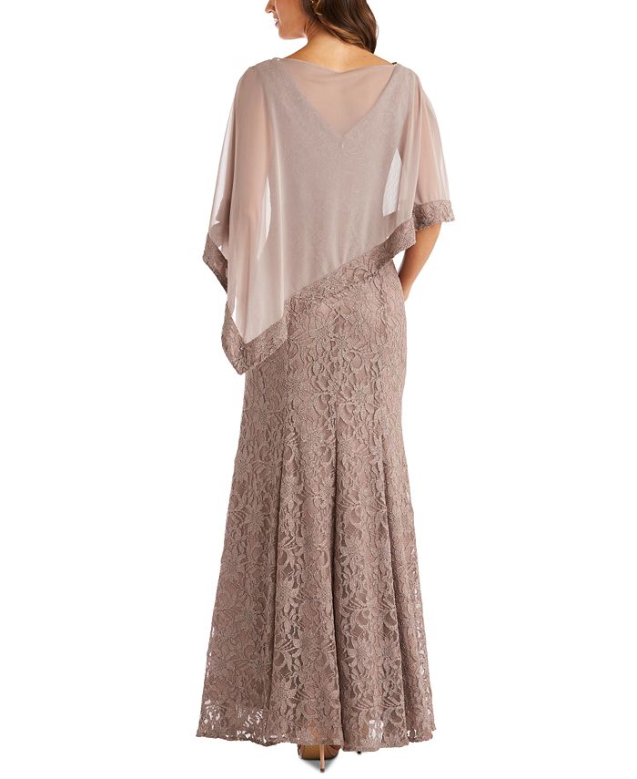 R & M Richards Poncho & Gitter-Lace Gown - Macy's