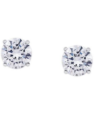 Macy's - Cubic Zirconia Round Stud Earrings in Fine Silver Plate, 3 ct. t.w.