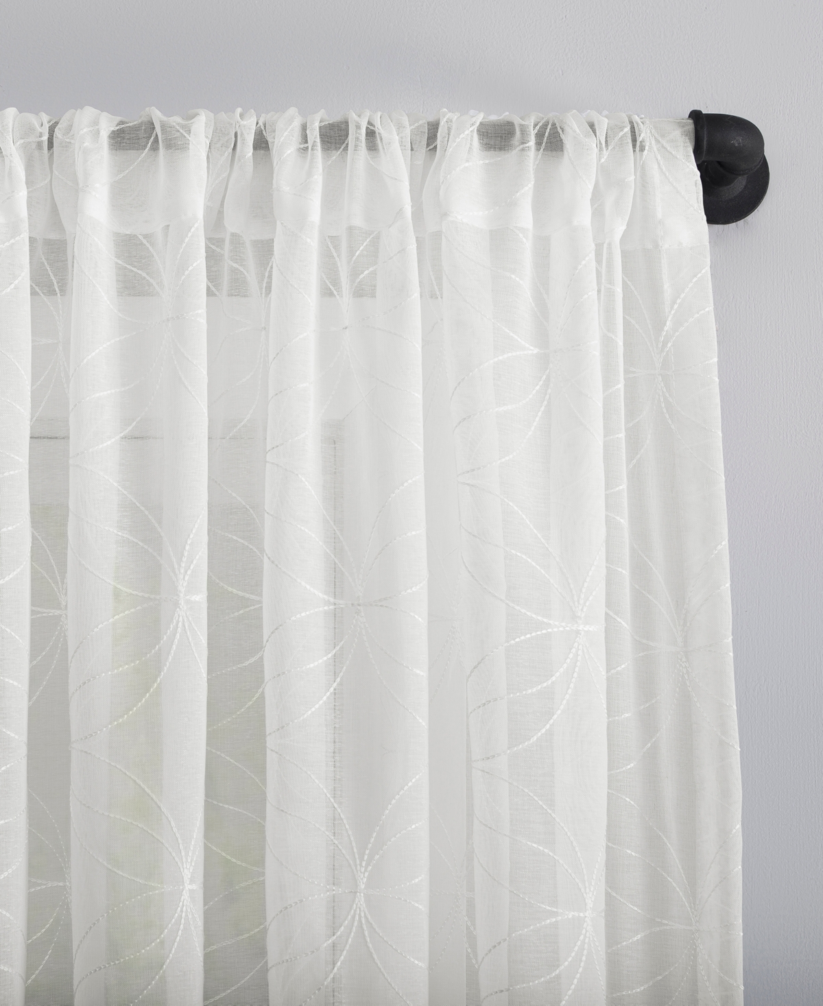 Tamaryn Embroidered Trellis Sheer Rod Pocket Curtain Panel
