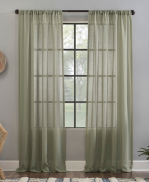 Clean Window Crushed Texture 52" X 63" Anti-dust Sheer Curtain Panel In Celadon
