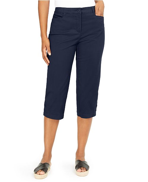 Karen Scott Button-Trim Cropped Pants, Created for Macy's & Reviews ...