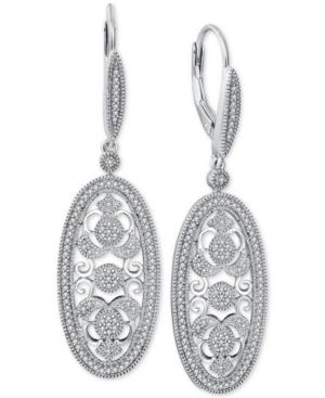 image of Diamond Decorative Oval Drop Earrings (3/8 ct. t.w.) in Sterling Silver