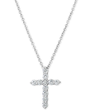 image of Diamond Cross Pendant Necklace (1/3 ct. t.w.) in 14k White Gold, 16