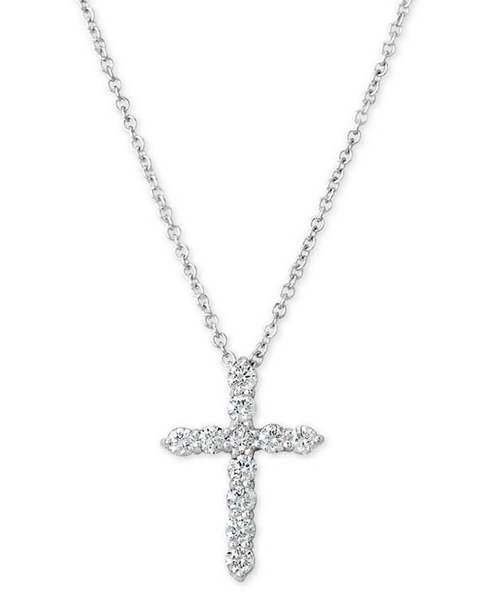 Macy s Diamond Cross Pendant Necklace 1 3 ct. t.w. in 14k White