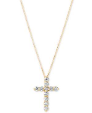 image of Certified Diamond Cross Pendant Necklace (1 ct. t.w.) in 14k Gold, 16