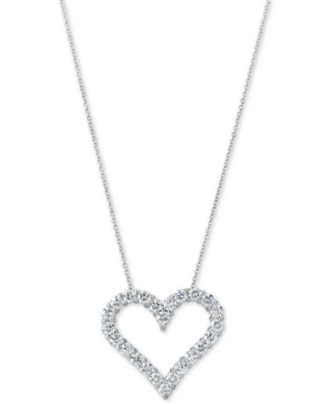 image of Certified Diamond Heart Pendant Necklace (1-3/4 ct. t.w.) in 14k White Gold, 16
