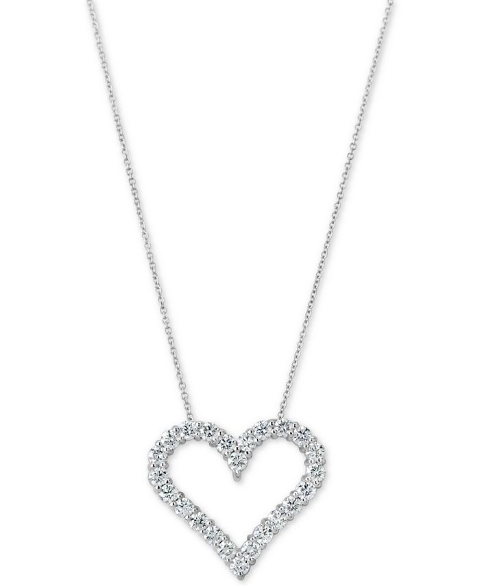 Macy's - Certified Diamond Heart Pendant Necklace (1-3/4 ct. t.w.) in 14k White Gold, 16" + 2" extender