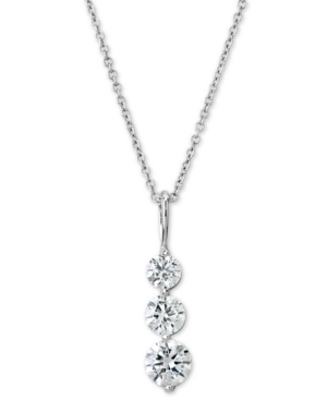 image of Certified Diamond Graduated Journey Pendant Necklace (1 ct. t.w.) in 14k White Gold, 16