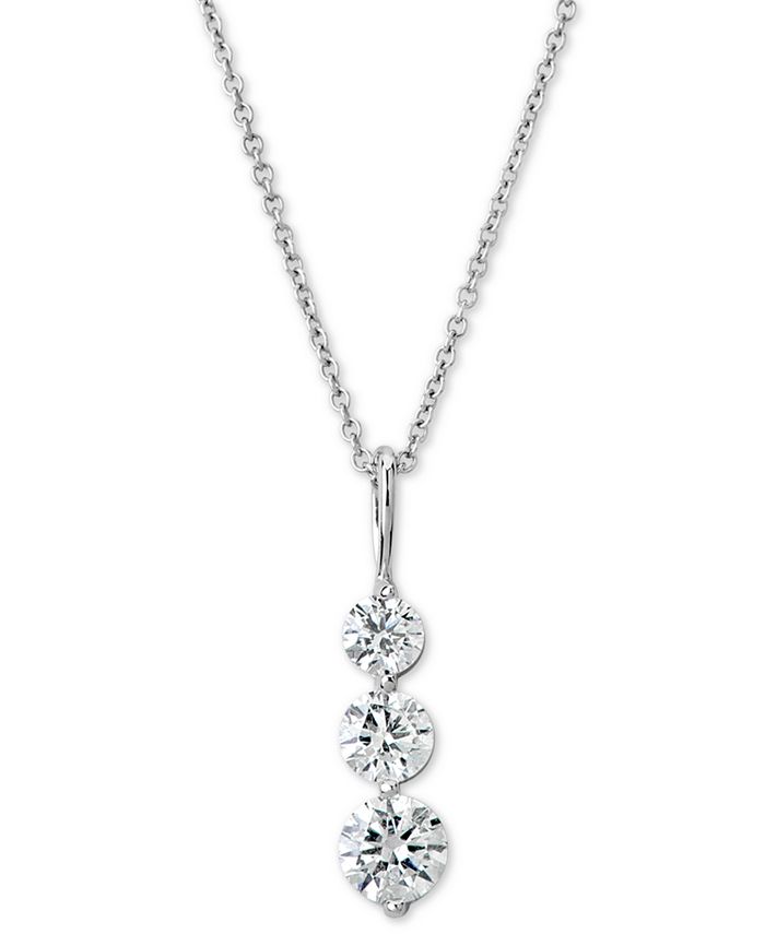 Macy's - Certified Diamond Graduated Journey Pendant Necklace (1 ct. t.w.) in 14k White Gold, 16" + 2" extender