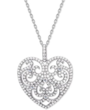 image of Cubic Zirconia Filgree Heart 18