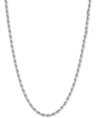 Rope Link Chain Necklace 1822 In Sterling Silver Or 18k Gold Plated Sterling Silver 2 1 5mm